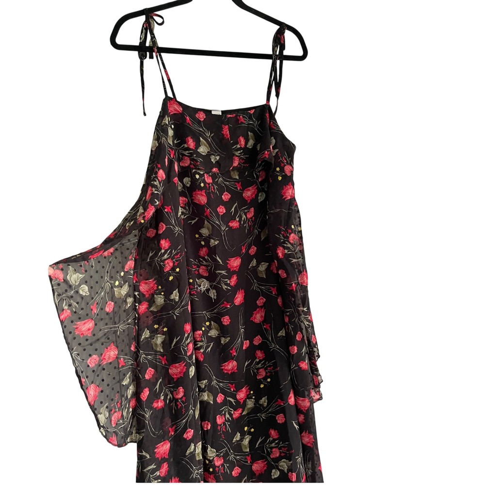 NWTS Floral Swiss Dot Layered Dress M Fairycore Whimsical Dainty Chiffon Flowy‎